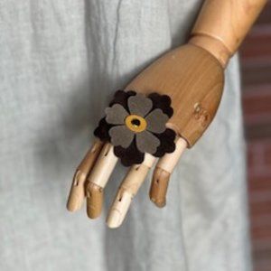 Handmade Suede Leather Flower Ring
